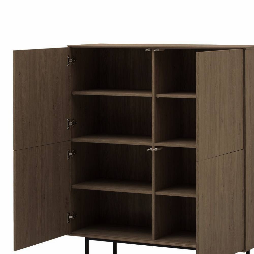 Offenes Highboard mit vielen Einlegeböden und Stauraum in Holzoptik für Esszimmer – Julado