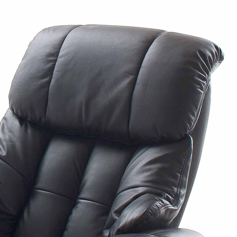 Ruhesessel & Fußhocker mit Leder in Schwarz Ambros Sessel drehbar (zweiteilig)