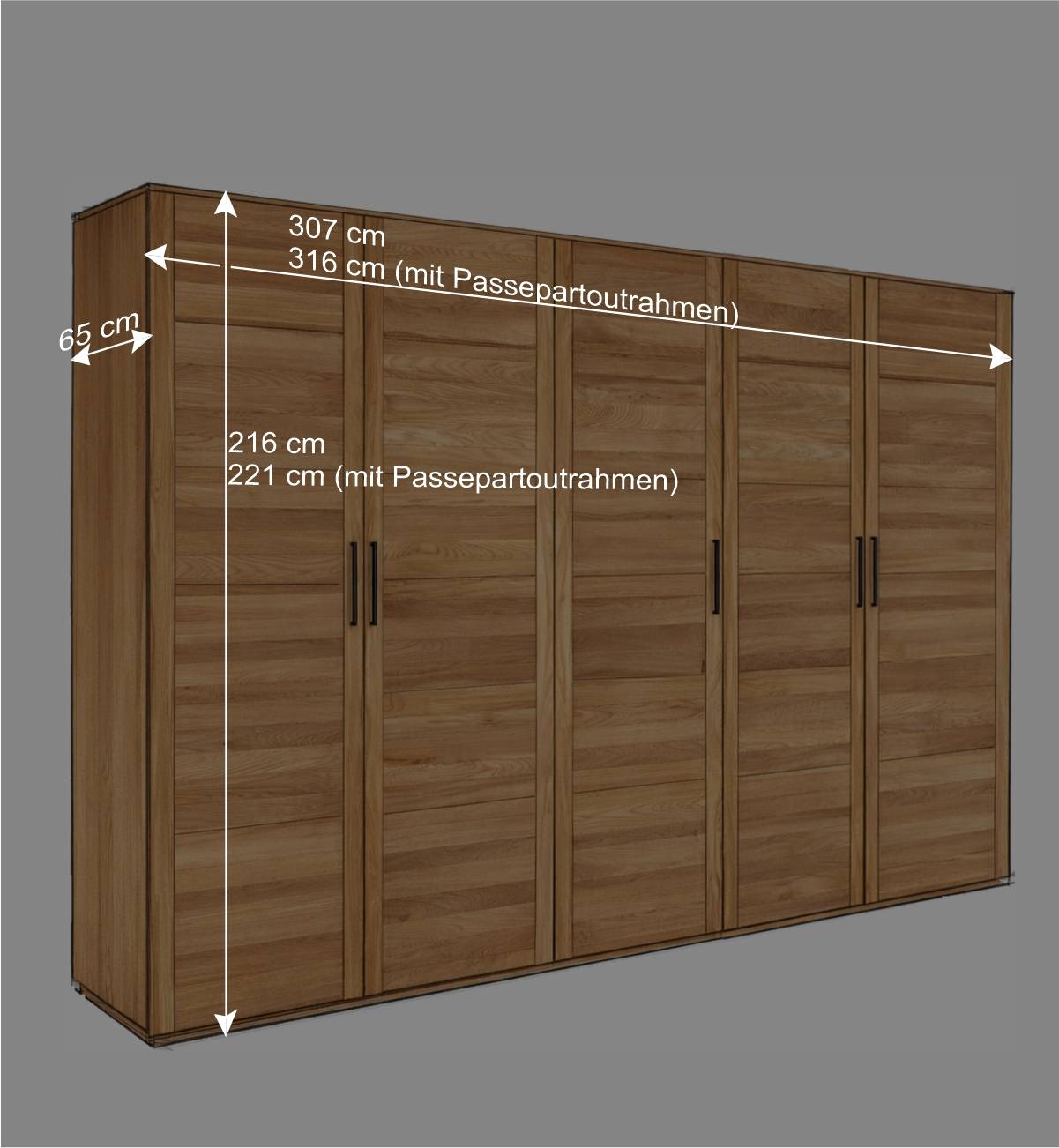 Massivholz Schlafzimmerschrank 5-türig - Zaisan