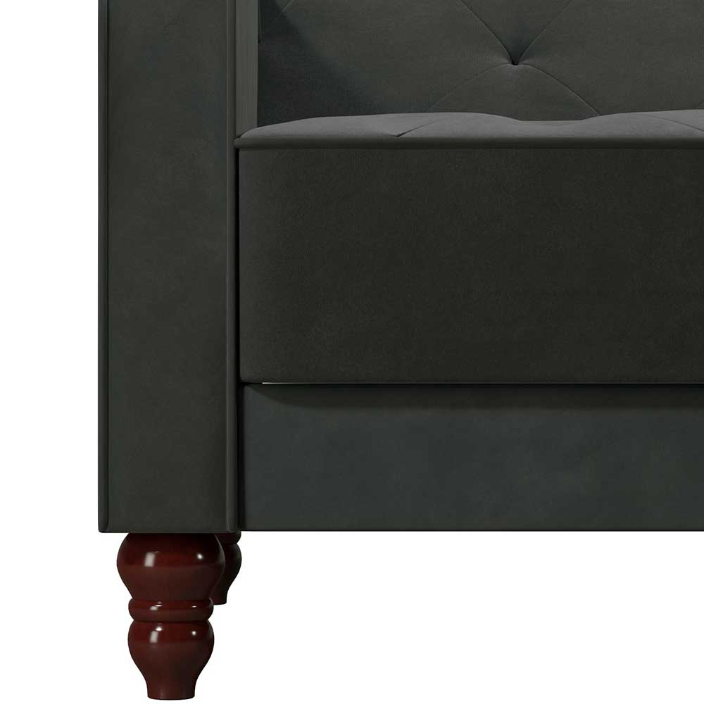Samtsofa mit Bettfunktion in Dunkelgrau - Rubanina
