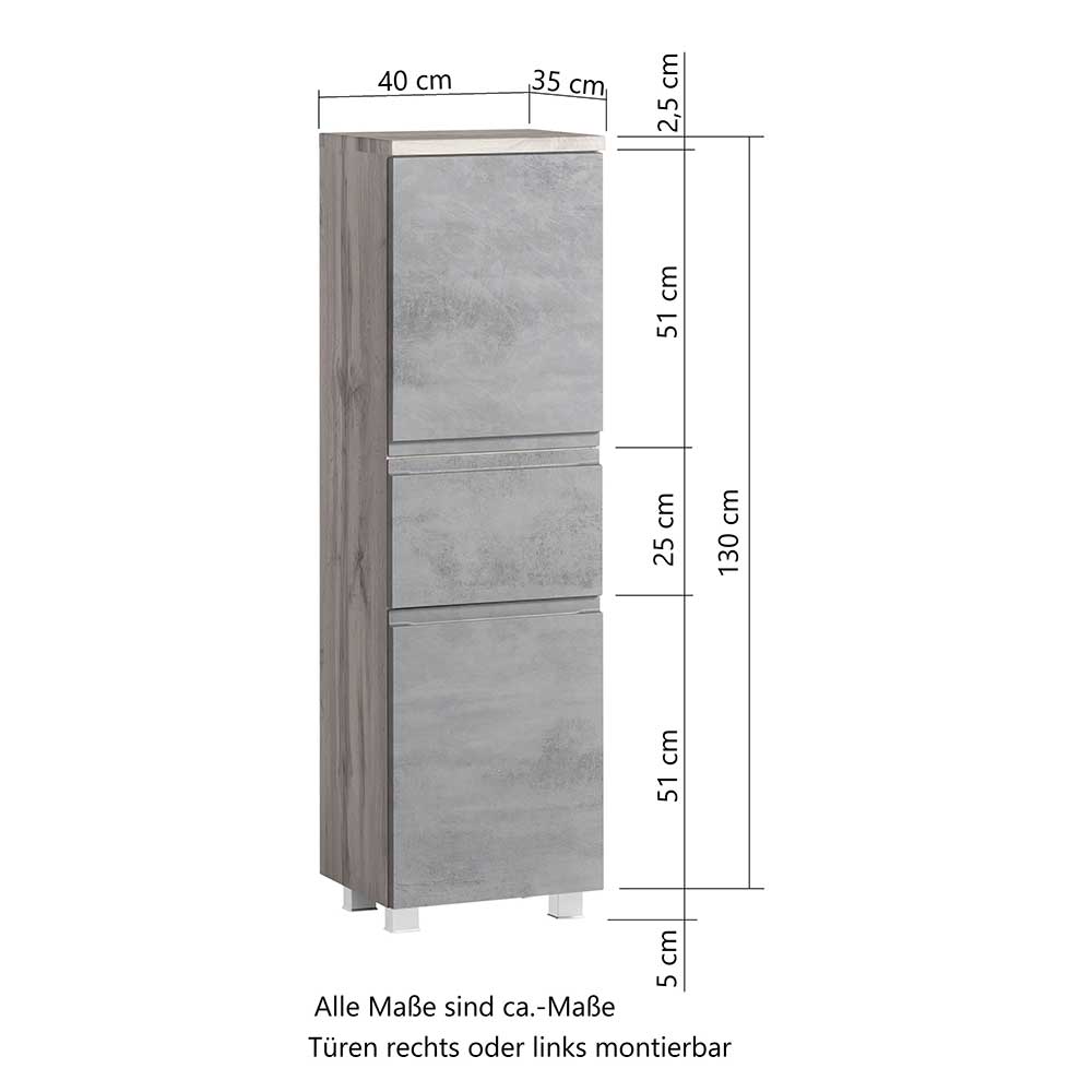 Badezimmer Midischrank in mattem Weiß & Wildeiche - Eight