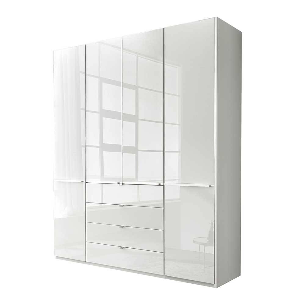 4-türiger Kleiderschrank in Weiß Glasfront - Rocca