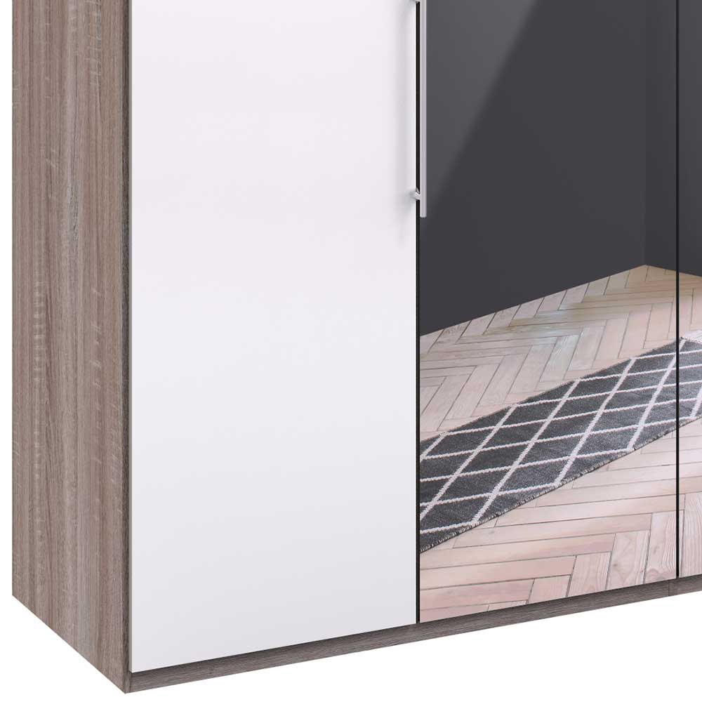 Schlafzimmerschrank mit Glasfront in Spiegel & Weiß - Empresian