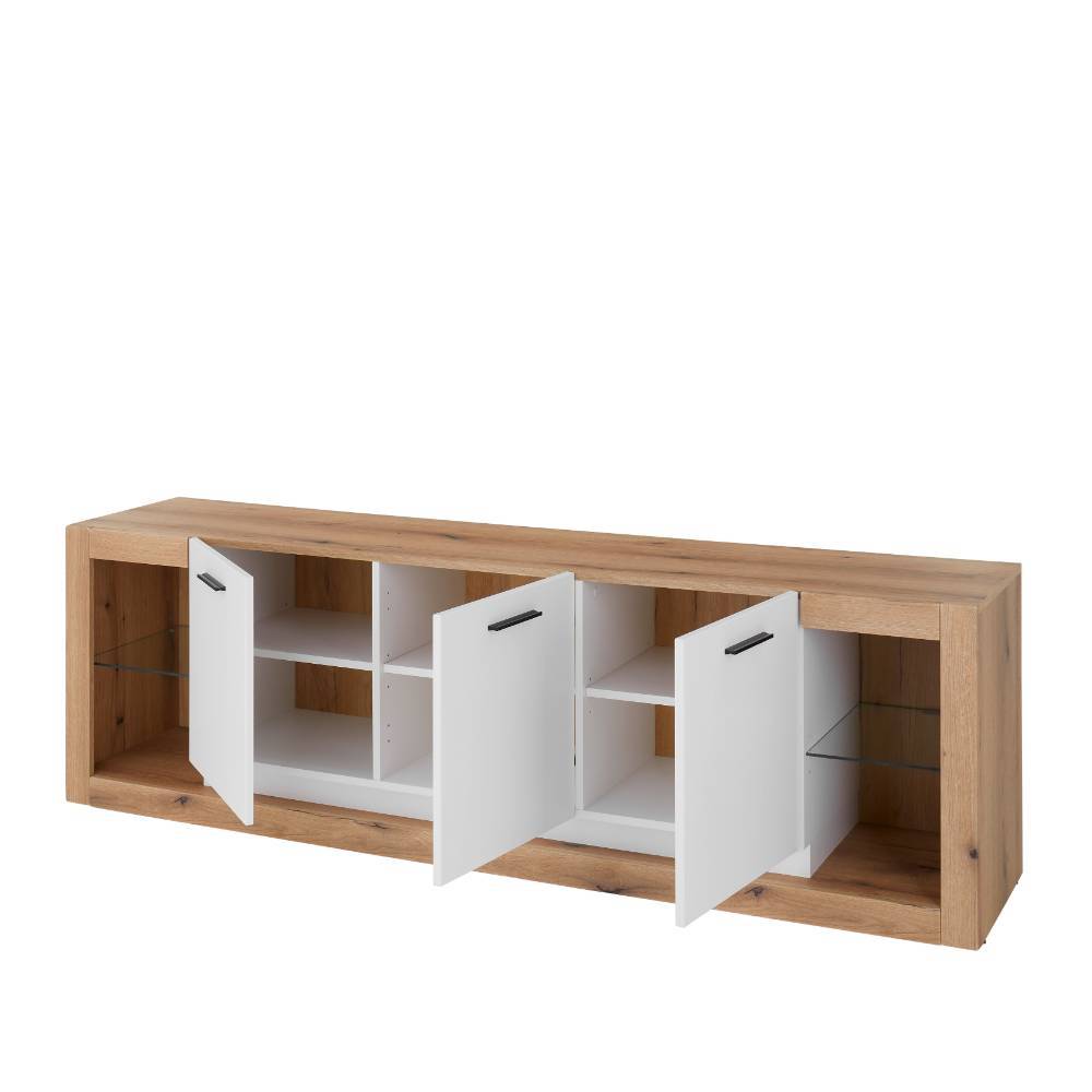 Design Wohnwand Set in Mattweiß - Adejano (dreiteilig)