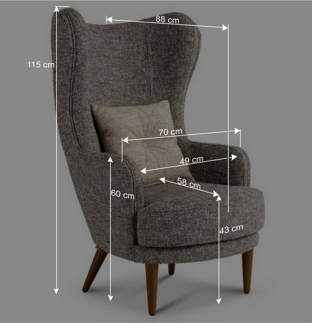 Moderner Ohrensessel in Beigegrau Boucle - Curemo