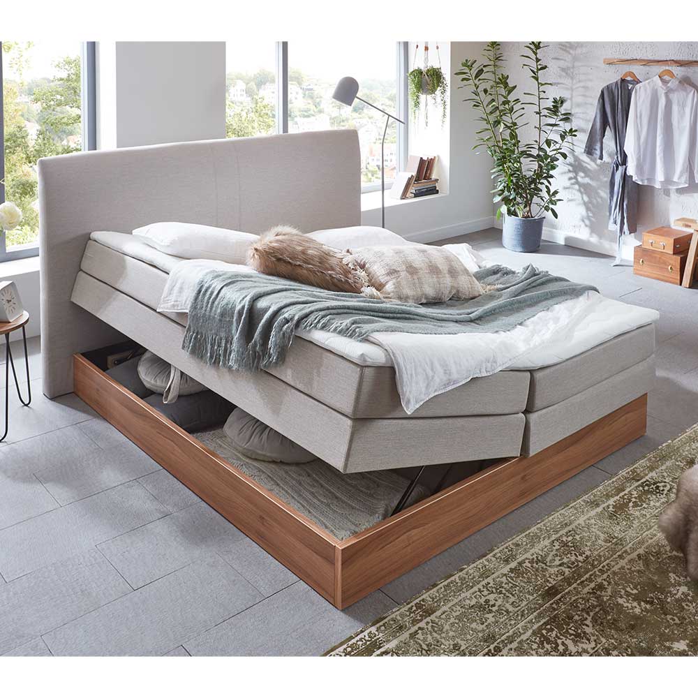 Komplettbett mit Bettkasten in Creme - Flippo