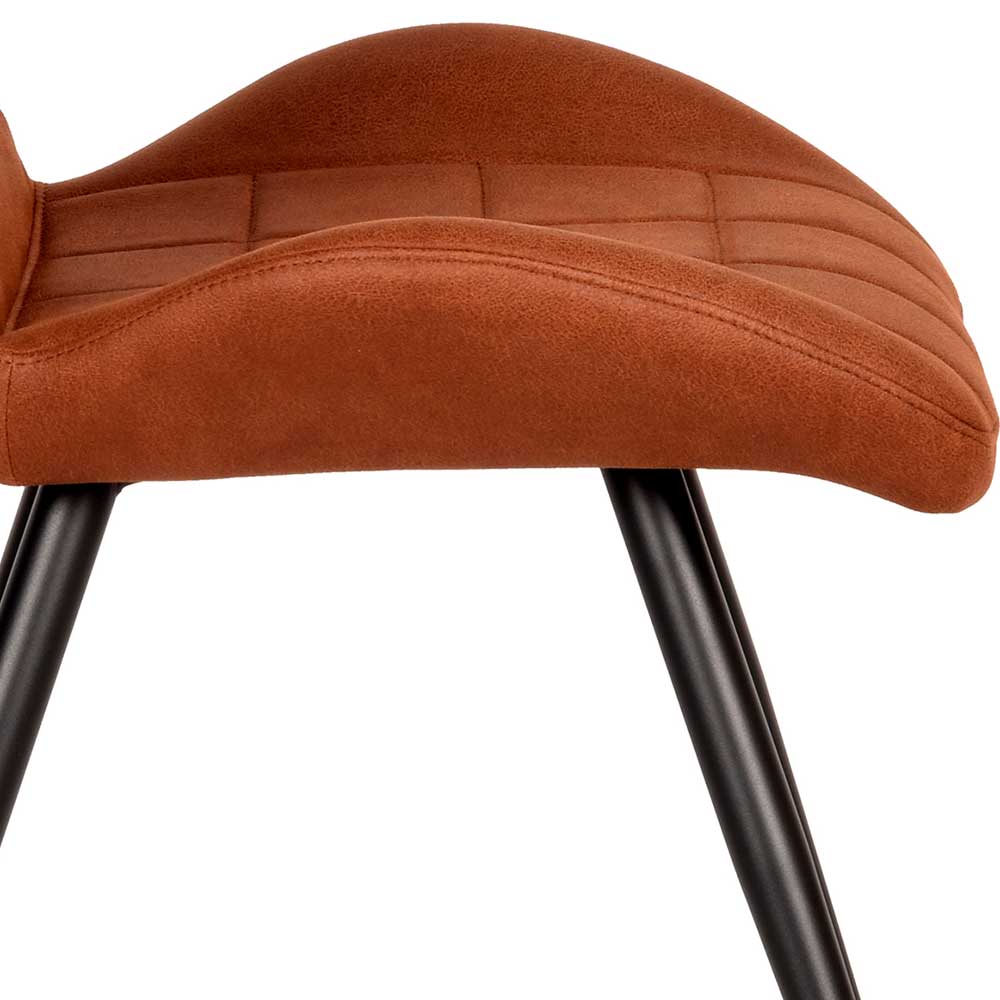 Polsterstuhl aus Microfaser in Cognac Braun - Flippo (2er Set)