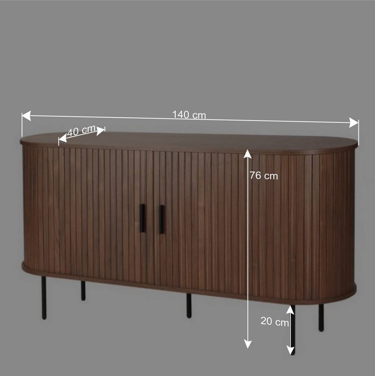 Ovales Sideboard mit Schiebetüren - Arura