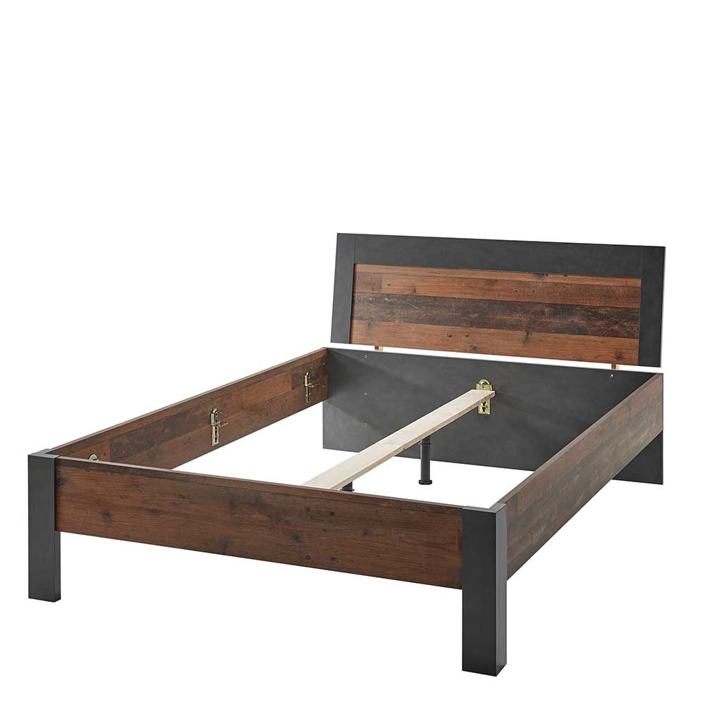 140x200 cm Bett in Dekor Holz Antik - Timuras