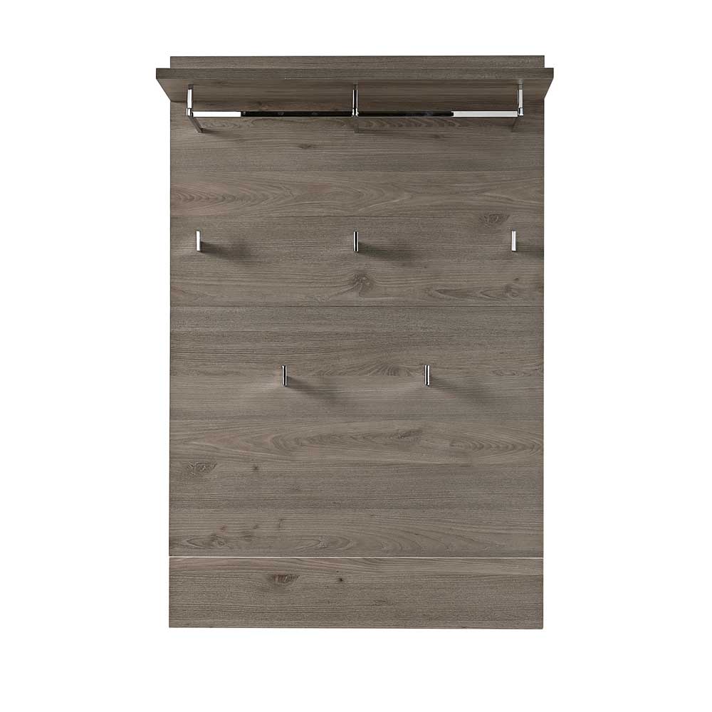 Hängegarderobe Brosgo in Silbereiche mit oberer Ablage, Kleiderstange und sechs Haken für den Flur – Brosgo