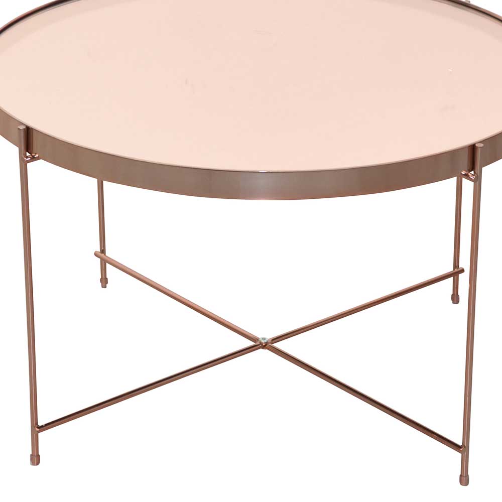 Runder Wohnzimmertisch in Rosegold - Linall
