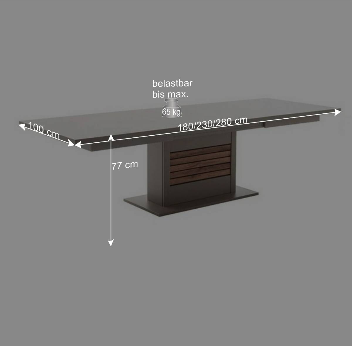 Esszimmer Ausziehtisch in Grau - Teorina