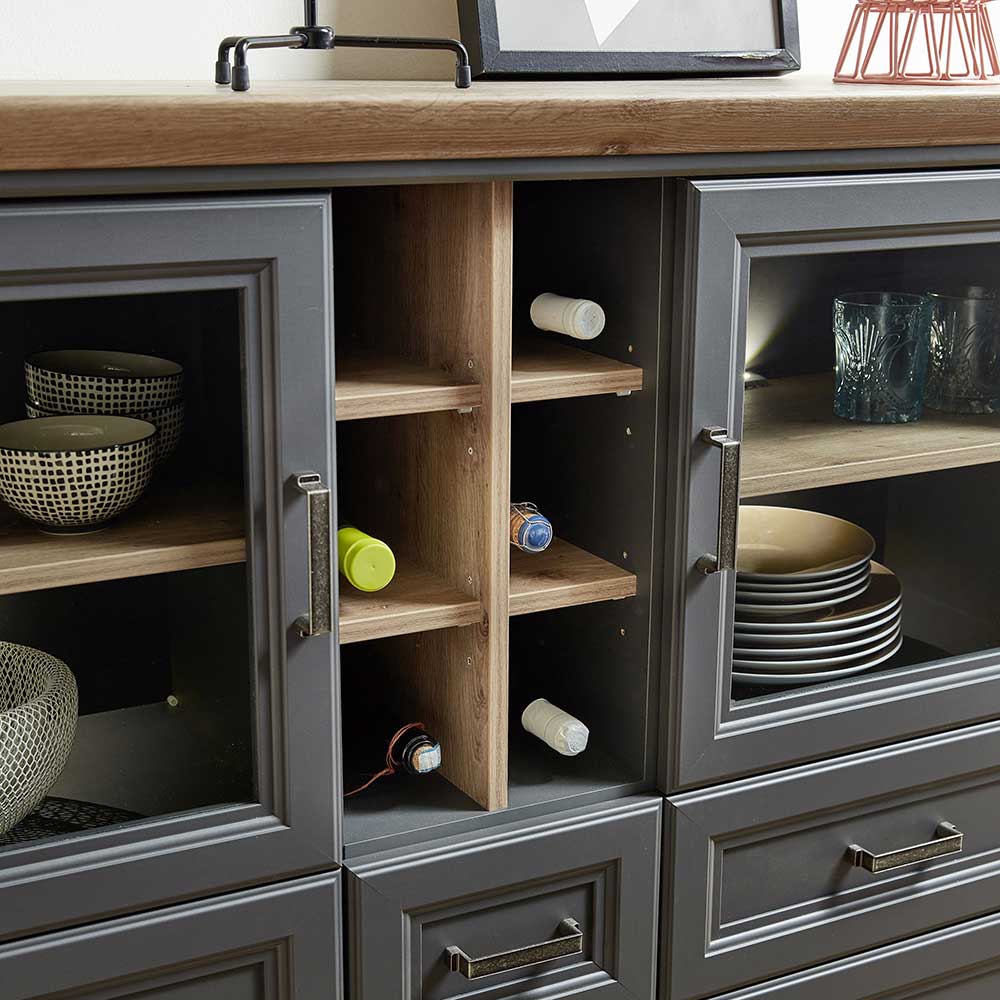 143x150x42 Landhaus Highboard mit Flaschen Regal - Thumbs