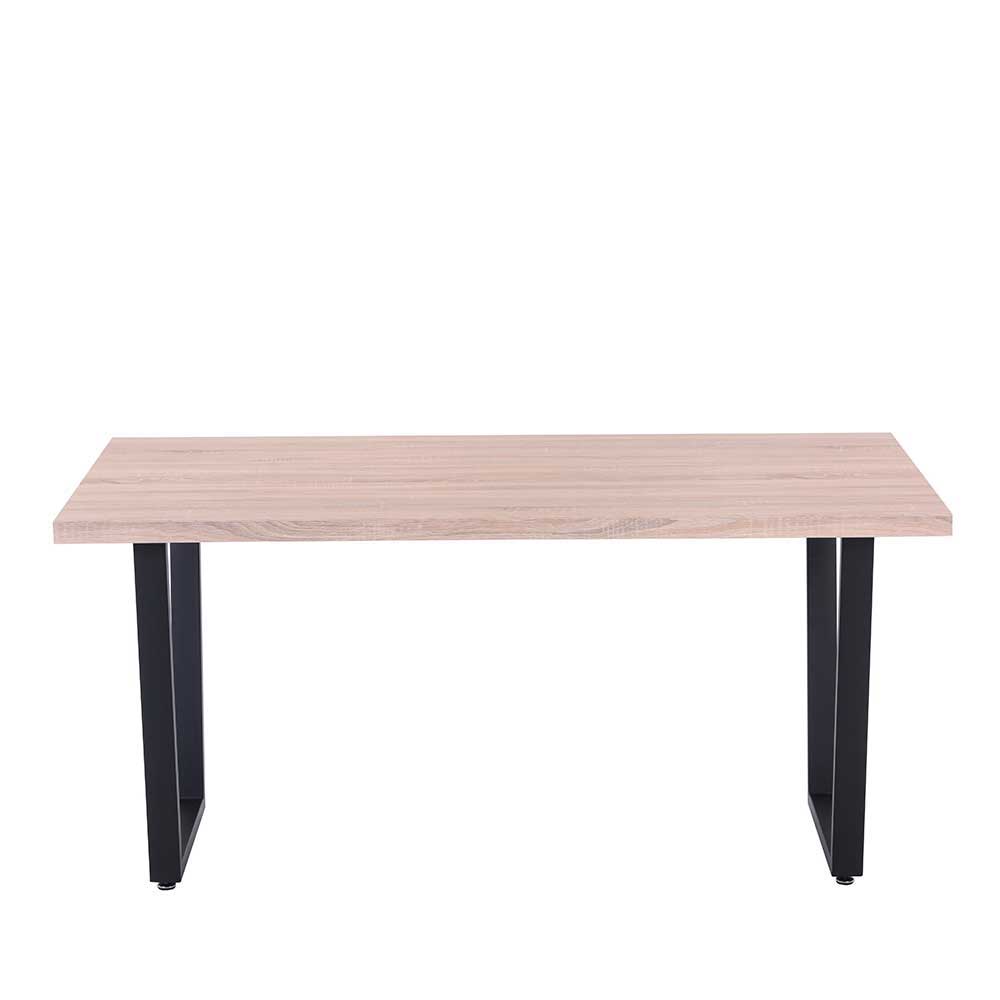 Moderner Küchentisch aus Holzdekor mit stabilen schwarzen Metallgestellen für 4 Personen – Bronca
