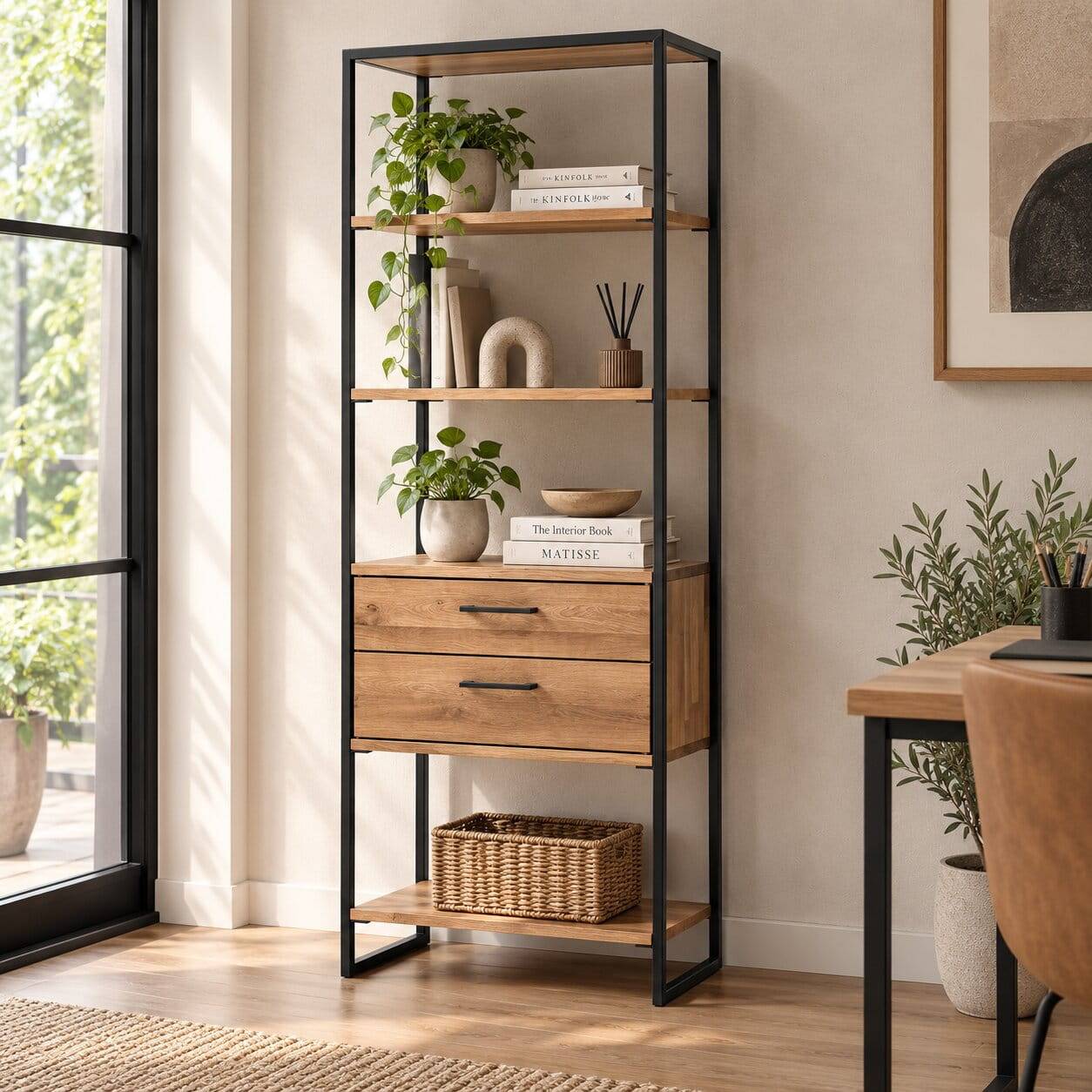 60 cm breites Industrial-Regal aus Wildeichenholz - Ingbo