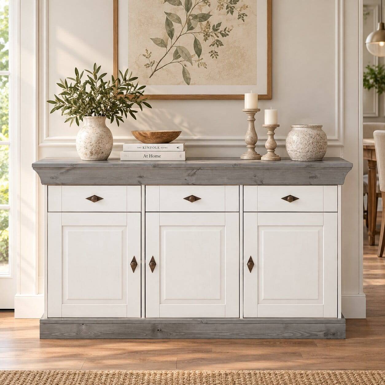 Sideboard Mirandesca in Weiß Grau