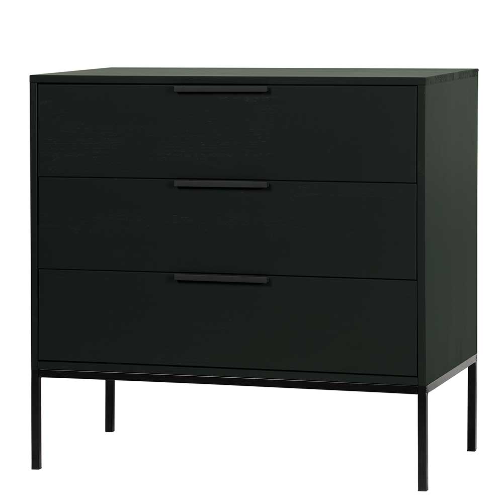 Moderne schwarze Kommode mit drei Schubfächern und schlanken schwarzen Beinen für den Wohnbereich – Kitchin