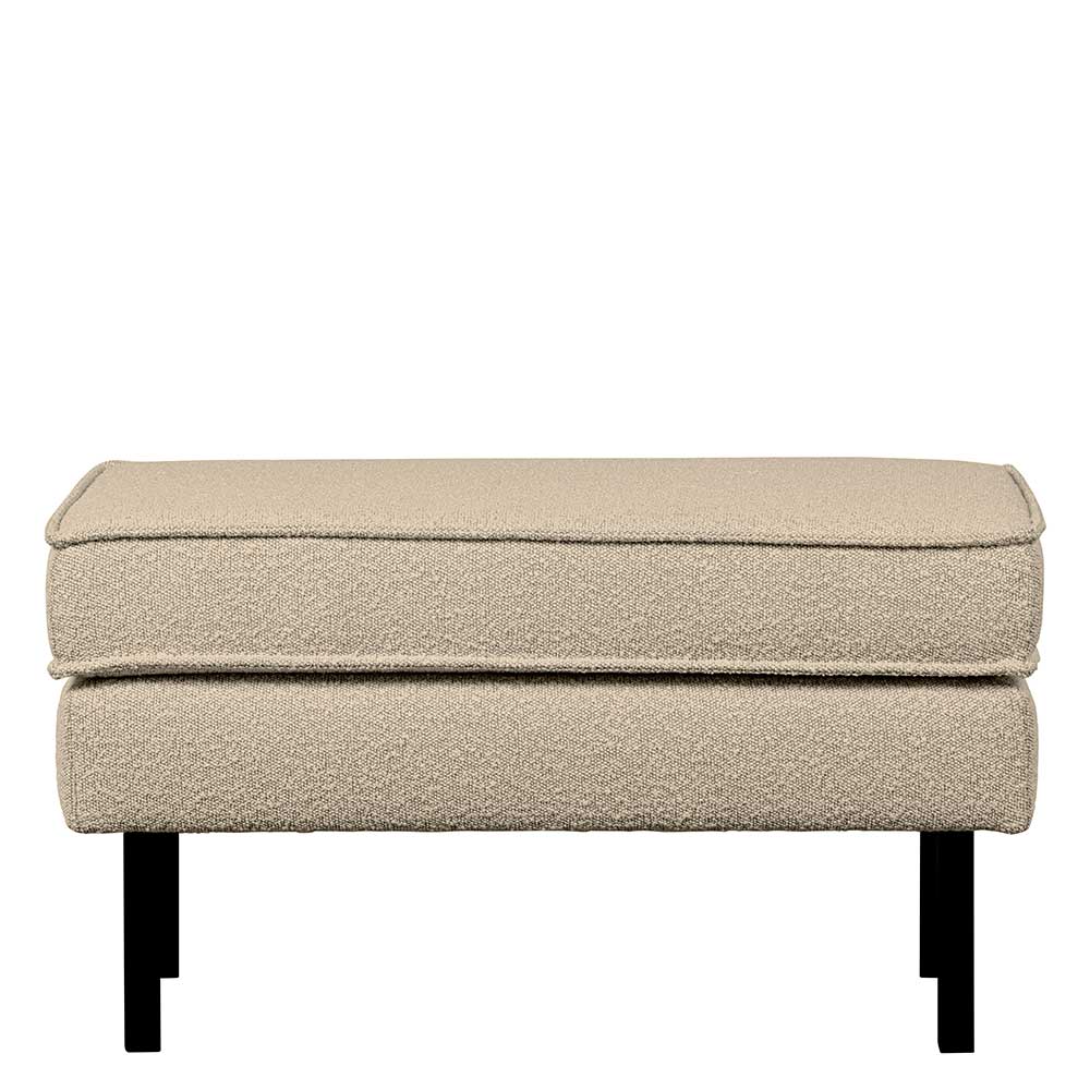 Polsterhocker aus Boucle Stoff in Beige - Glamoure