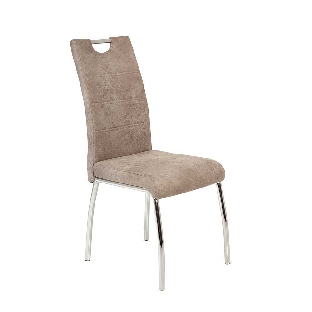 Esstisch Stühle in Beige Microfaser - Fiona (Set)
