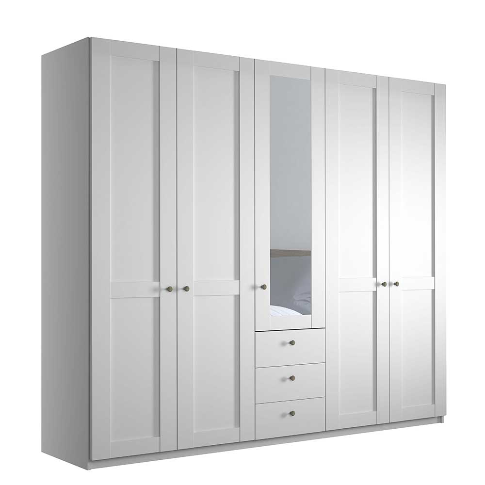 Kleiderschrank in Weiß mit fünf Türen - Flinn
