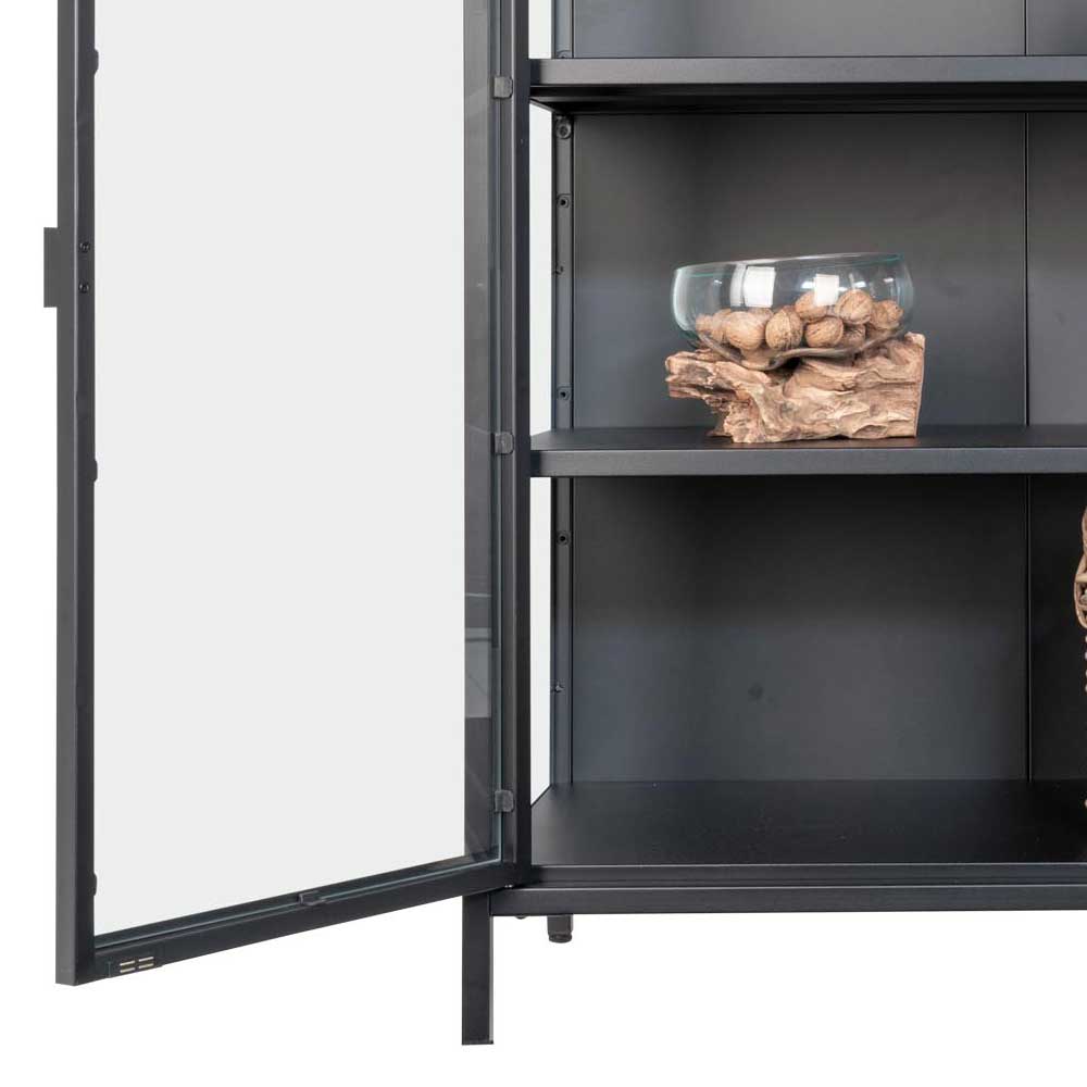 80x102x40 Highboard Vitrine aus Glas & Stahl - Immy