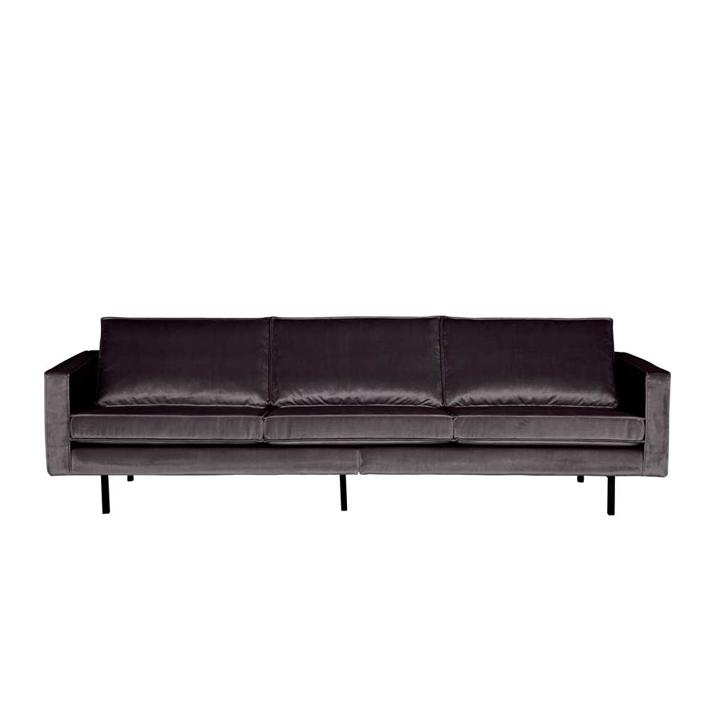 Samt Sofa im Retro Look Ertrego in Anthrazit