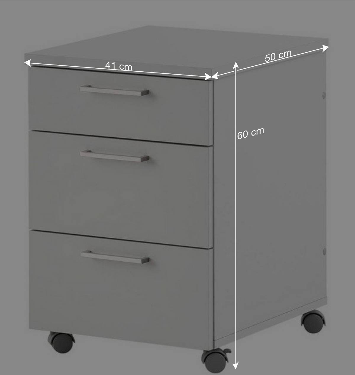 Schreibtisch Rollcontainer in Lichtgrau 41x60x50 - Bowsla