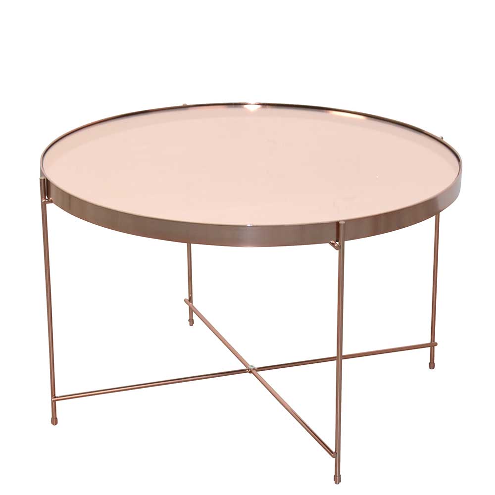 Runder Wohnzimmertisch in Rosegold - Linall