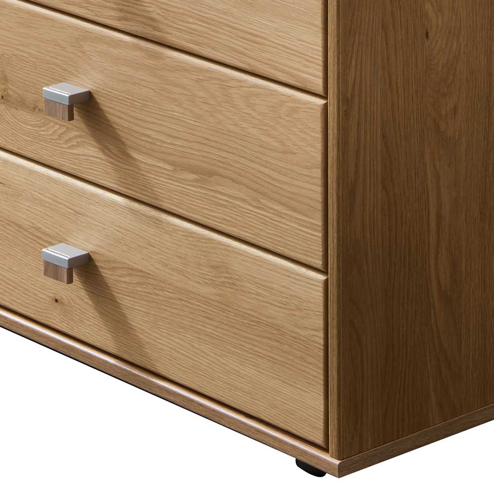 141cm 5 Schubladen Kommode in Eiche & Beige - Emdsiva