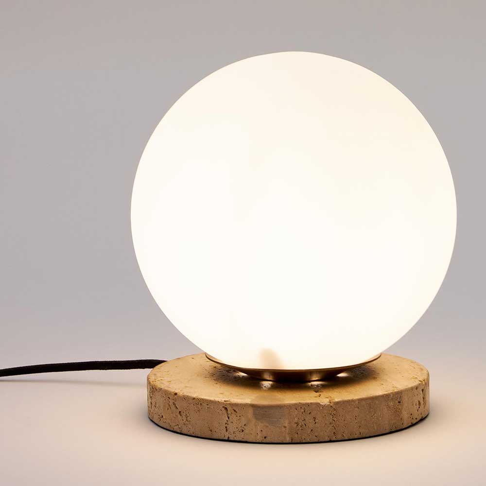 Kugel Tischlampe aus Milchglas Weiß - Zadura