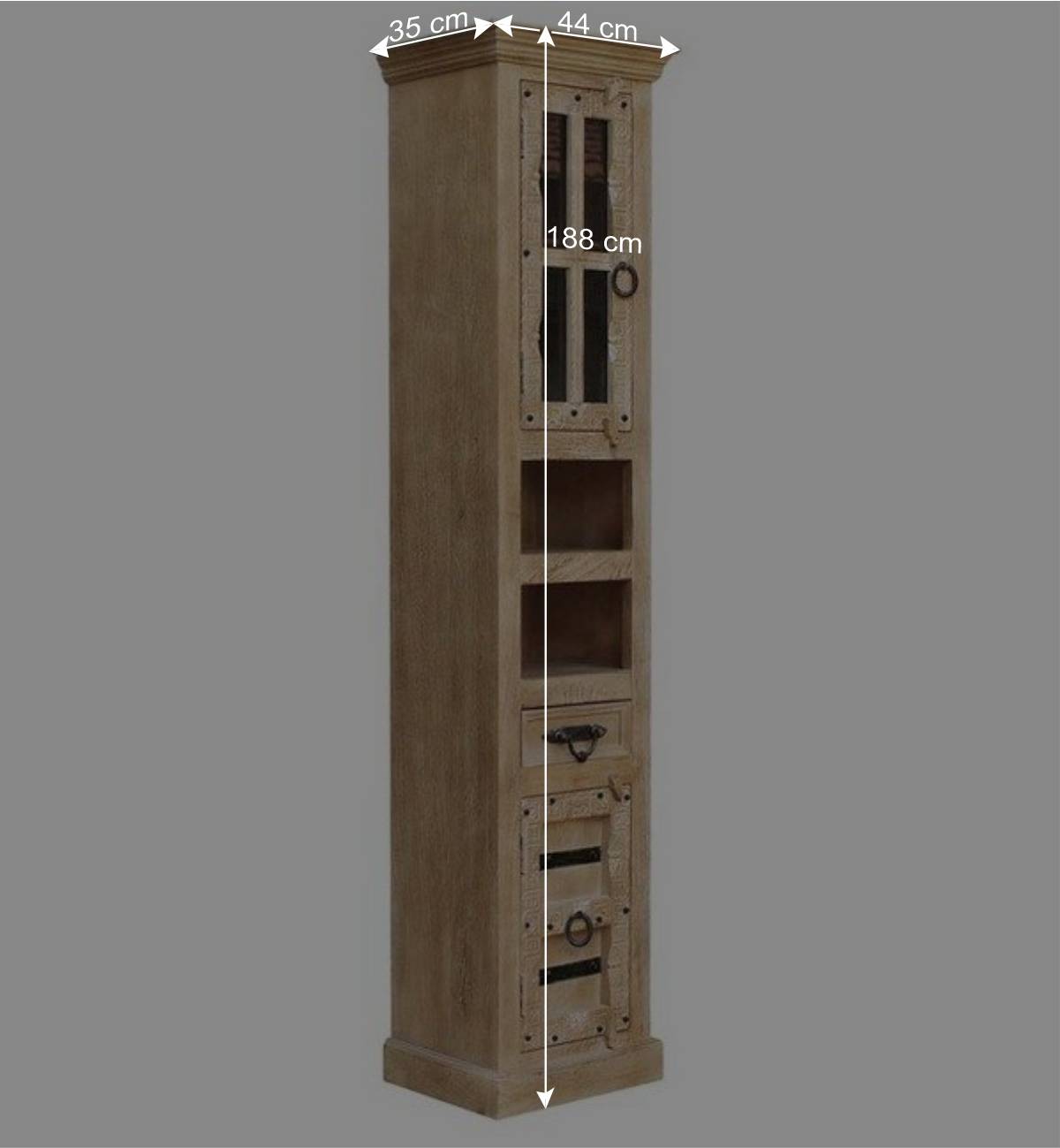 Bad Hochschrank aus Holz Grey Wash - Abid
