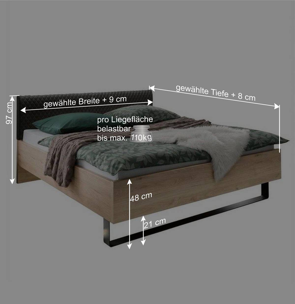 Design Loft Bett mit Nachttischen - Licruva (dreiteilig)