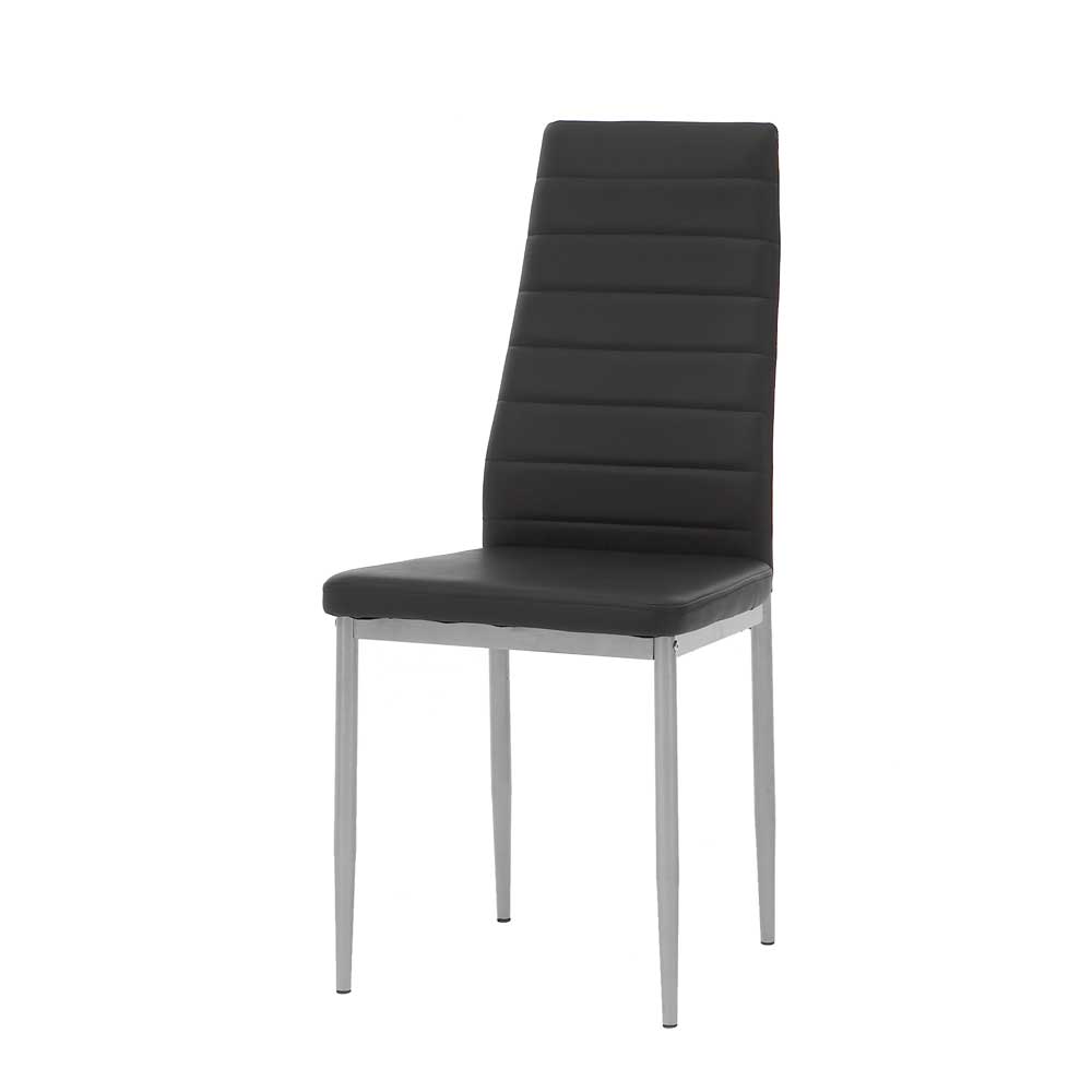 Esszimmer-Stuhl in Schwarz & Alu - Vani (4er Set)