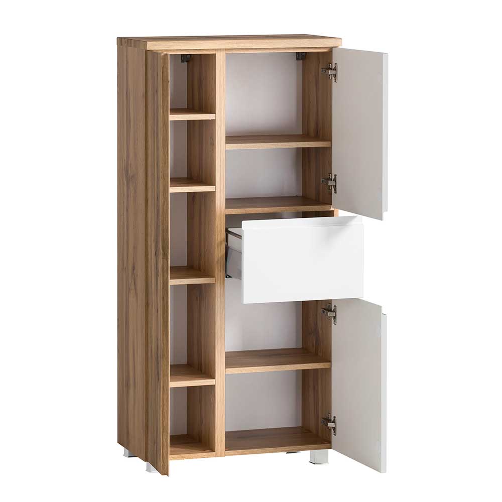 Midi Badezimmerschrank in Weiß & Wildeiche - Eight