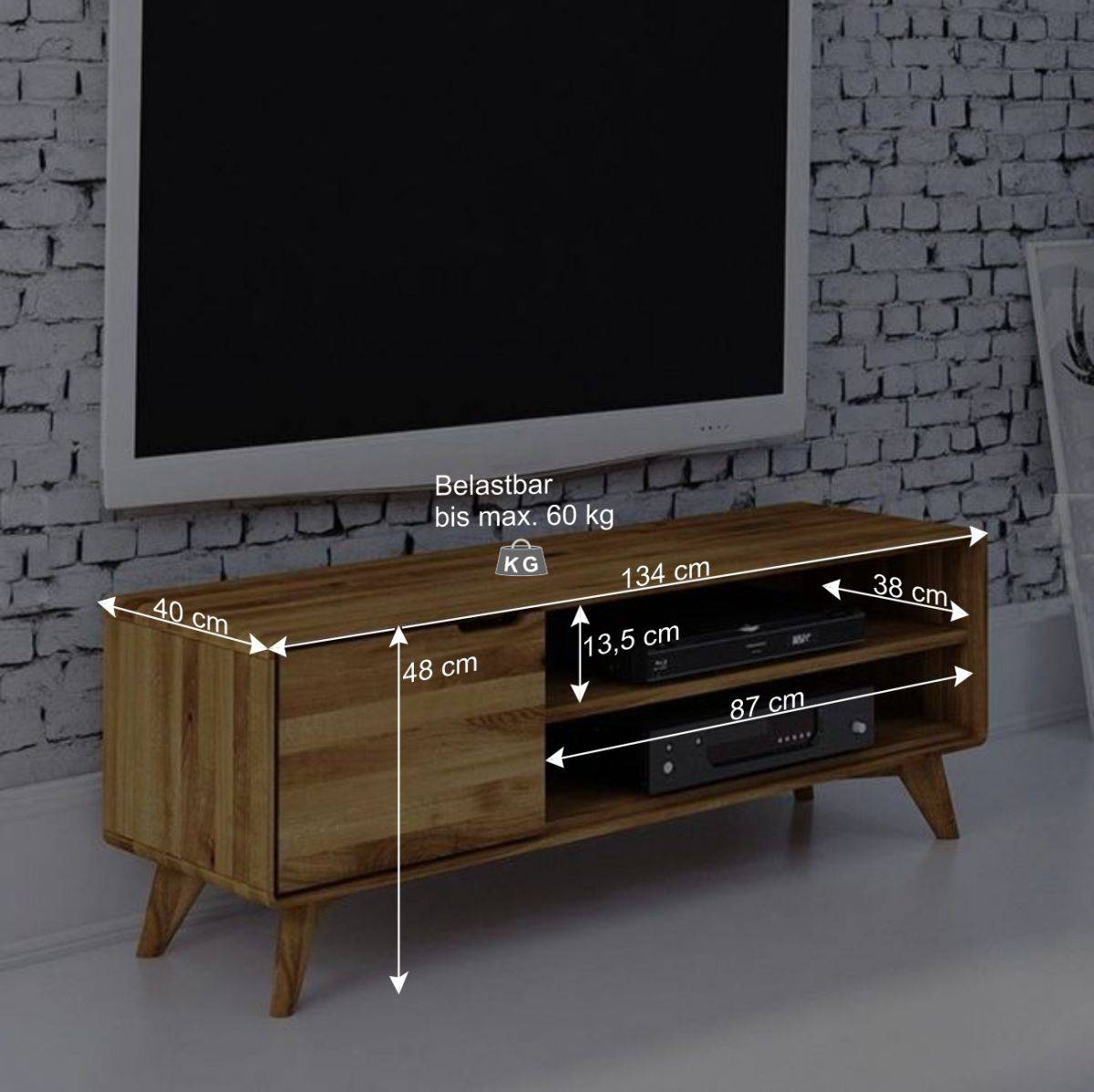 134x48x40 TV Element aus geölter Wildeiche - Eavy