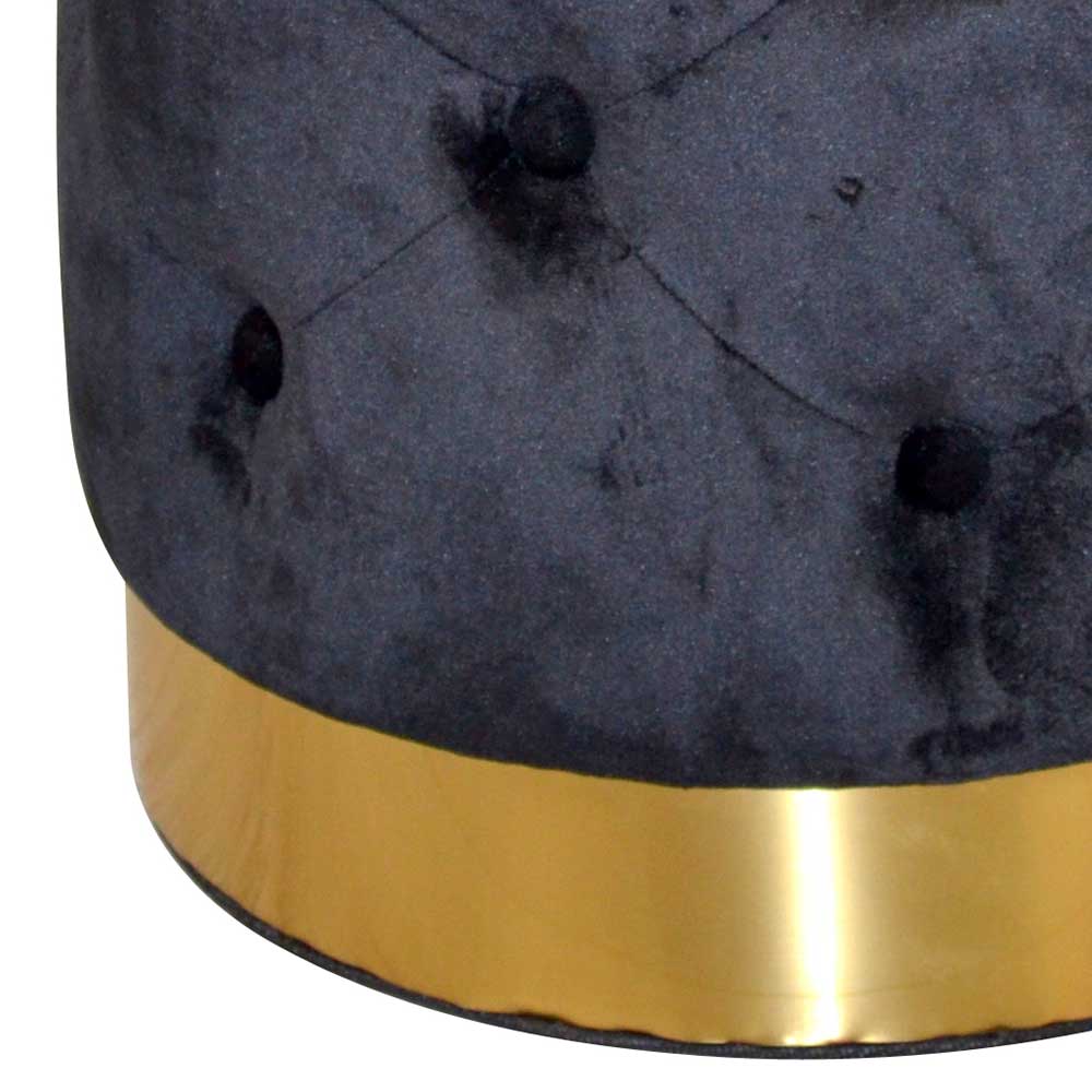 Sitzhocker Truhe in Schwarz Samt - Natalia