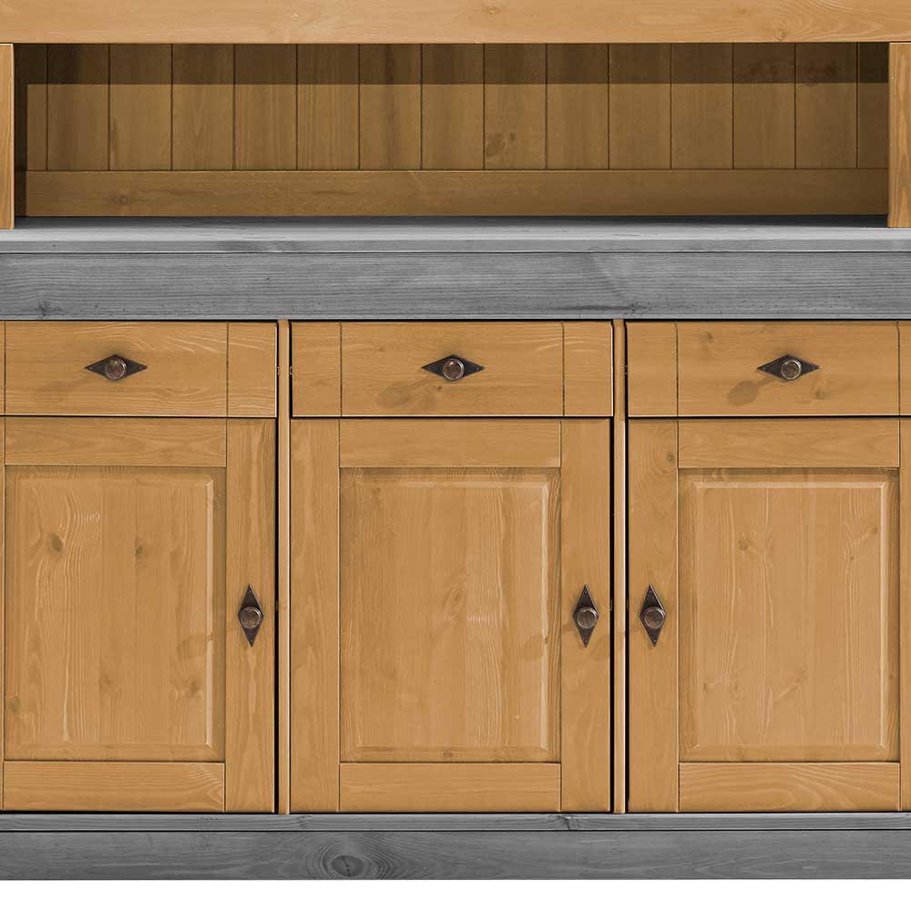 Landhaus Buffetschrank aus Massivholz zweifarbig - Eshelas