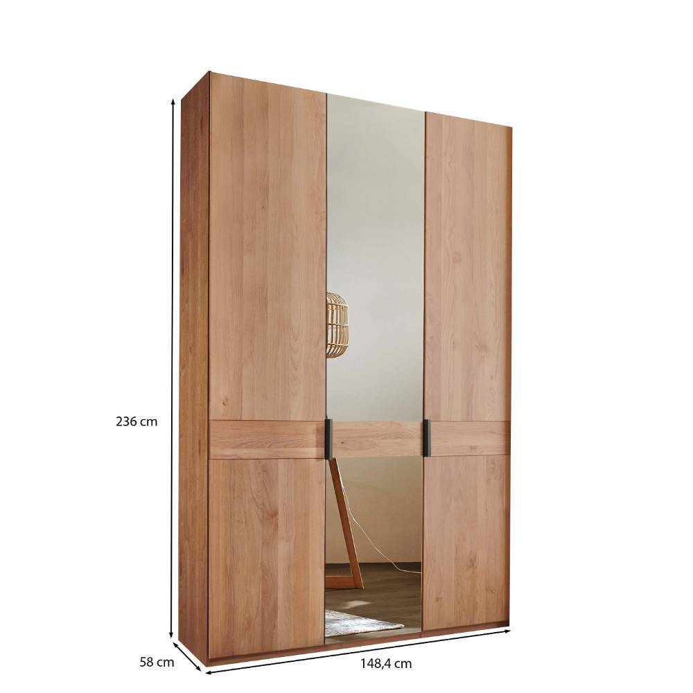 3-türiger Schlafzimmerschrank mit einer Spiegeltür - Murray