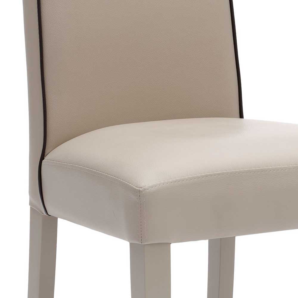 Gepolsterter Stuhl in Creme Flyma Kunstleder (2er Set)