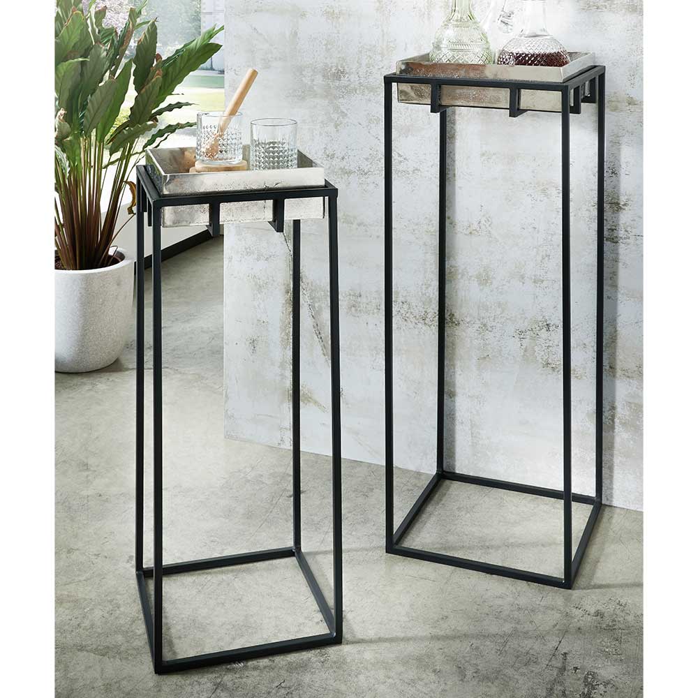 2-Satz-Beistelltisch in Nickel & Schwarz - Toina (zweiteilig)