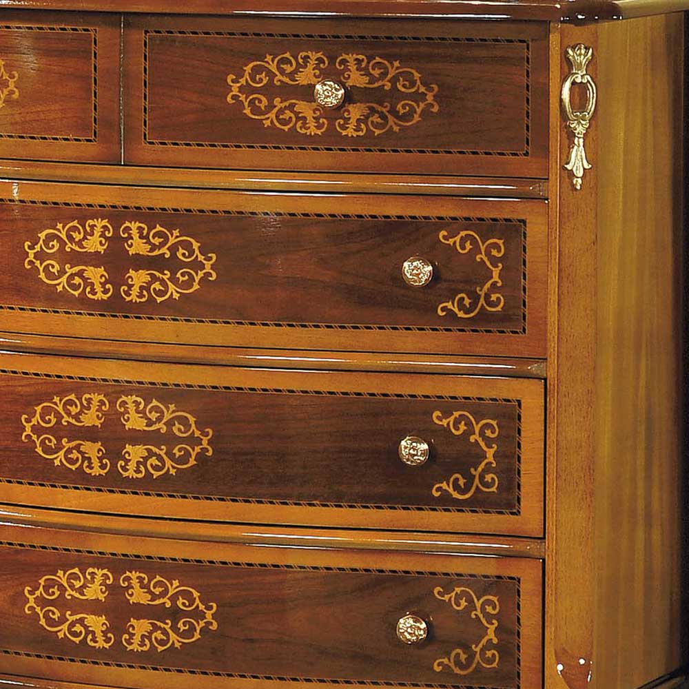 Hochwertige Kommode im Barock Stil Natale in Nussbaum Braun
