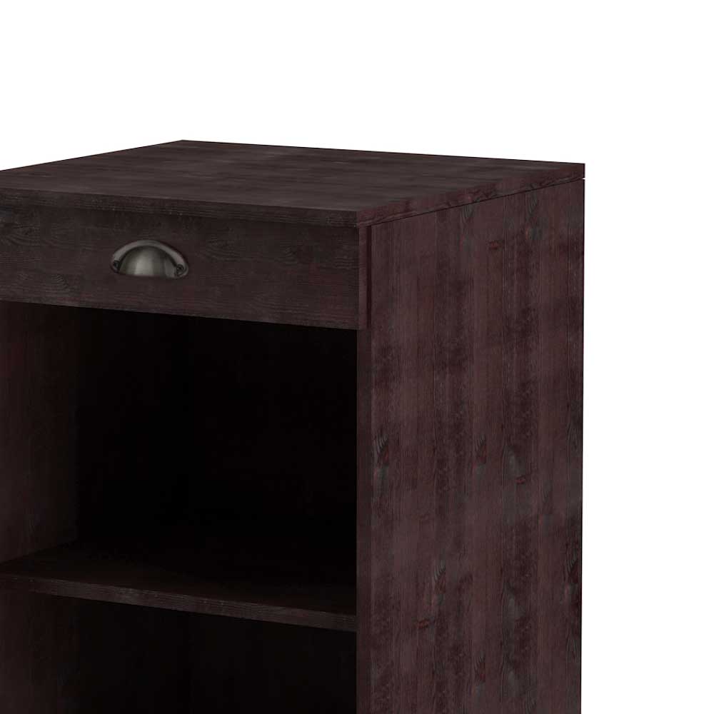 Schublade des Küchenregals in Wenge Braun mit Metallgriff und offenem Fach – Srelia