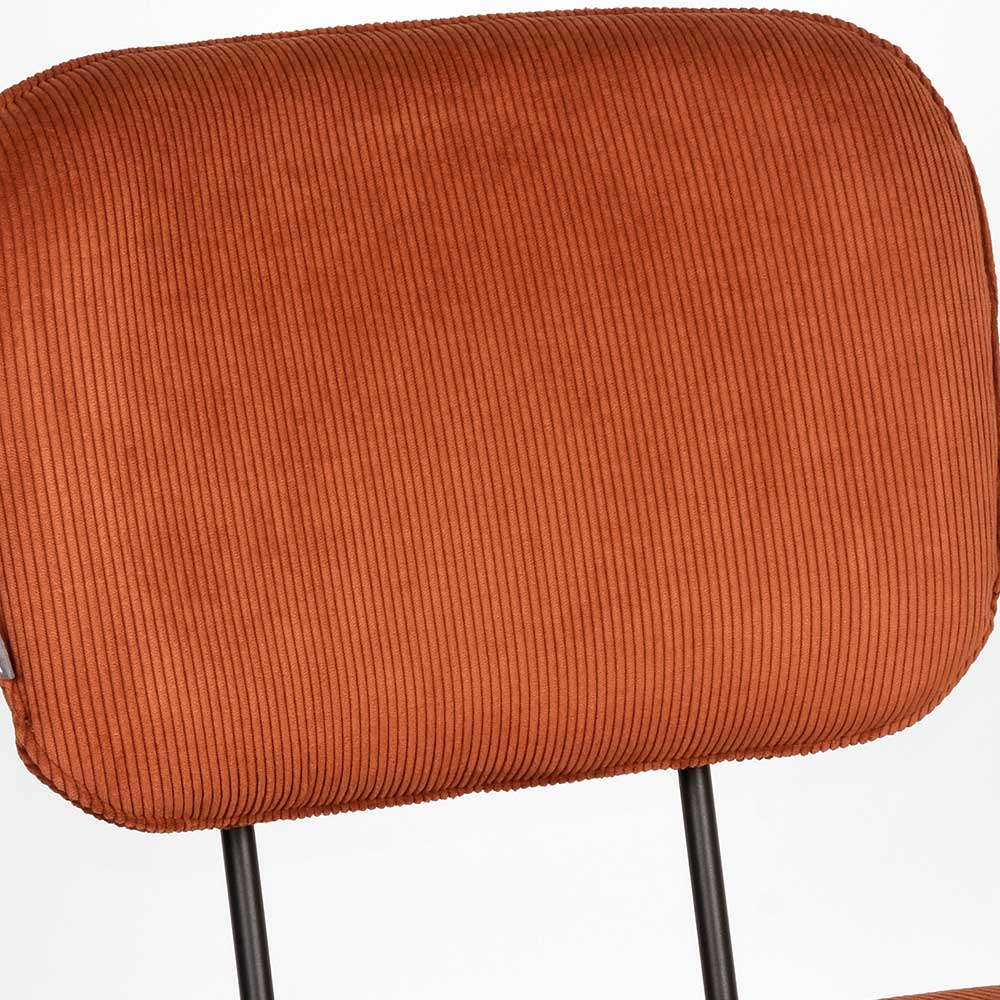 Retro Küchenstuhl in Rost Braun Cord-Bezug - Candeloco (2er Set)