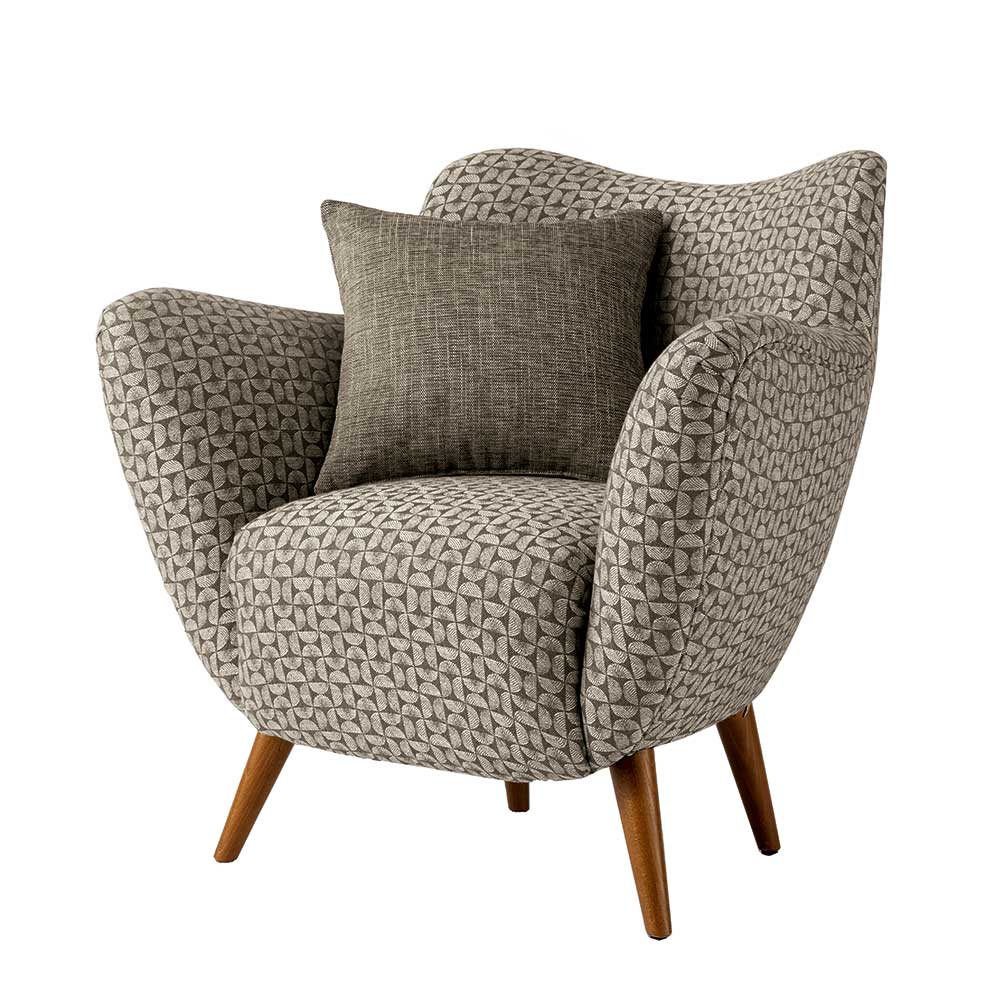 Retro Designsessel in Beige und Braun gemustert - Regiovs