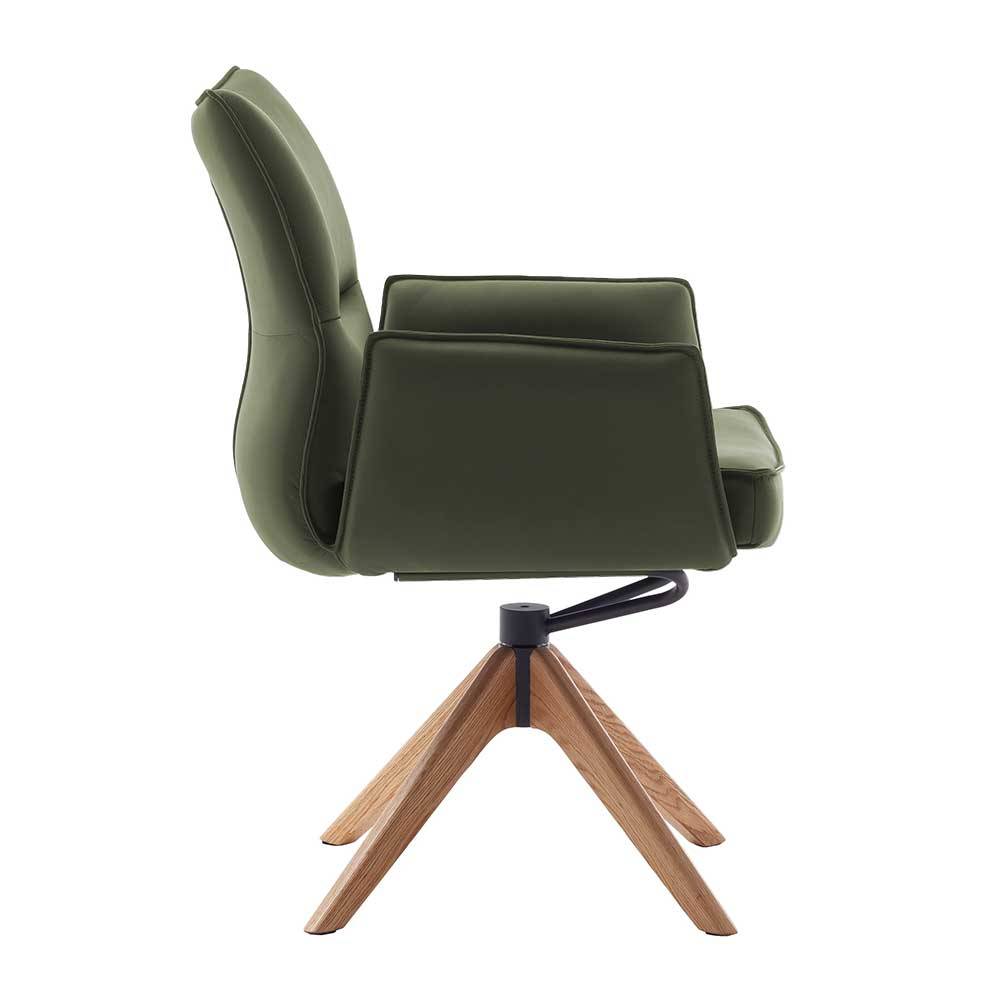 Leder-Armlehnenstühle in Oliv Grün - Fiamma (2er Set)