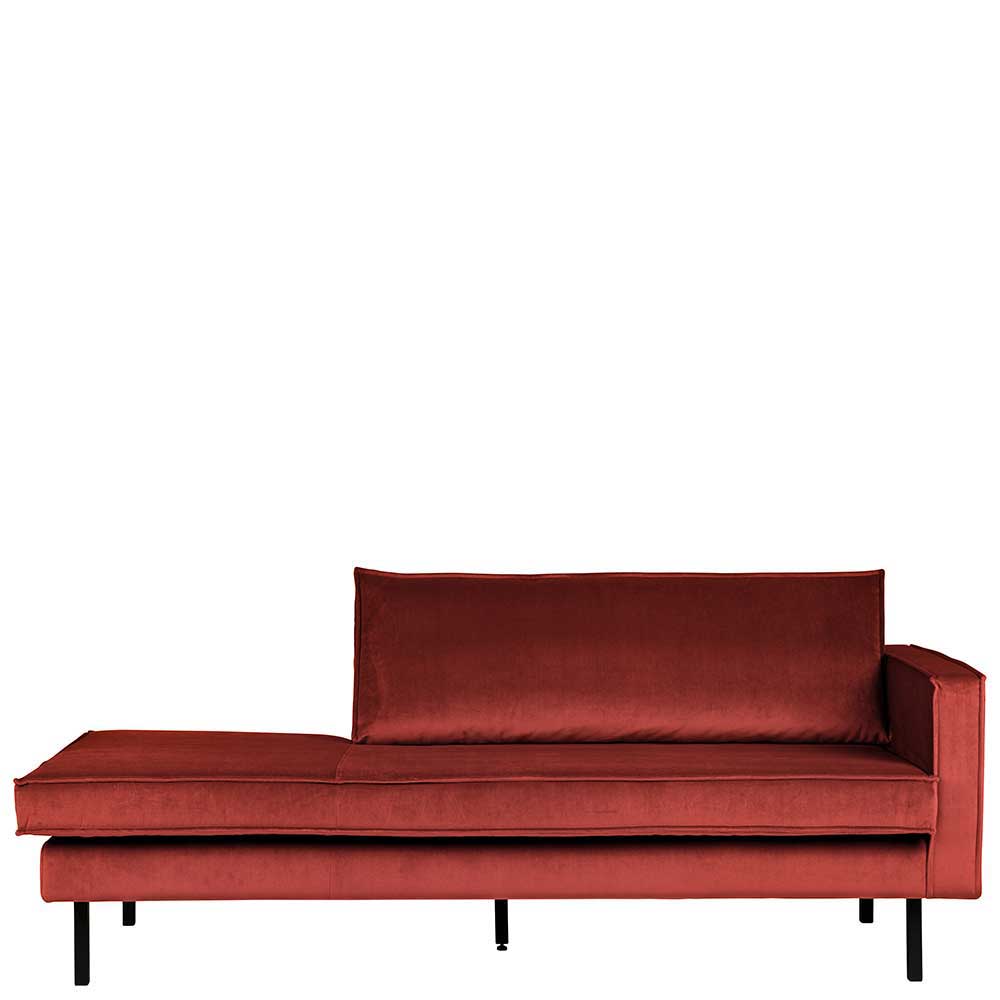 203x85x86 Samt Sofaliege in Rotbraun - Enzing