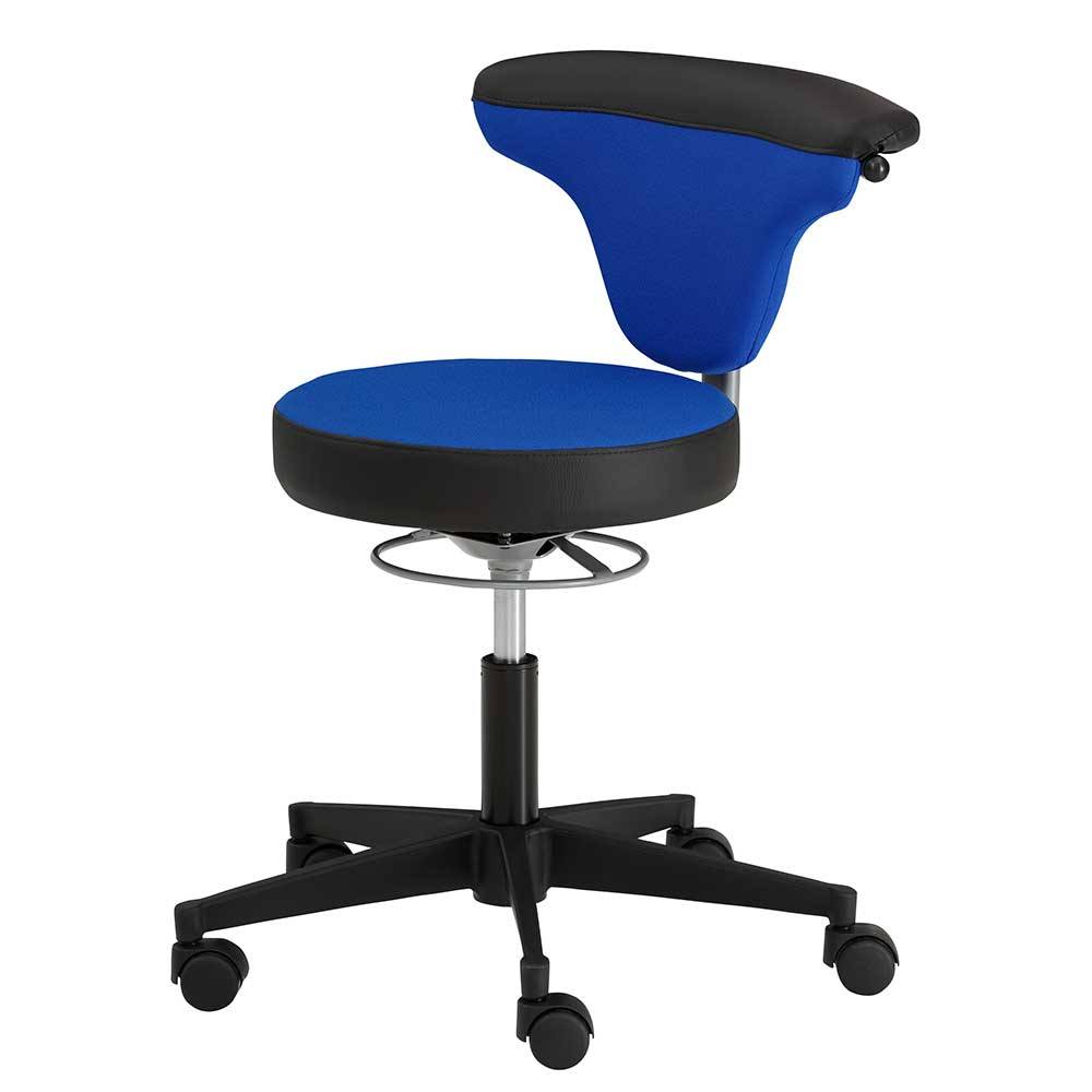 Bürohocker mit Lehne in Dunkelblau & Schwarz - Kanellas