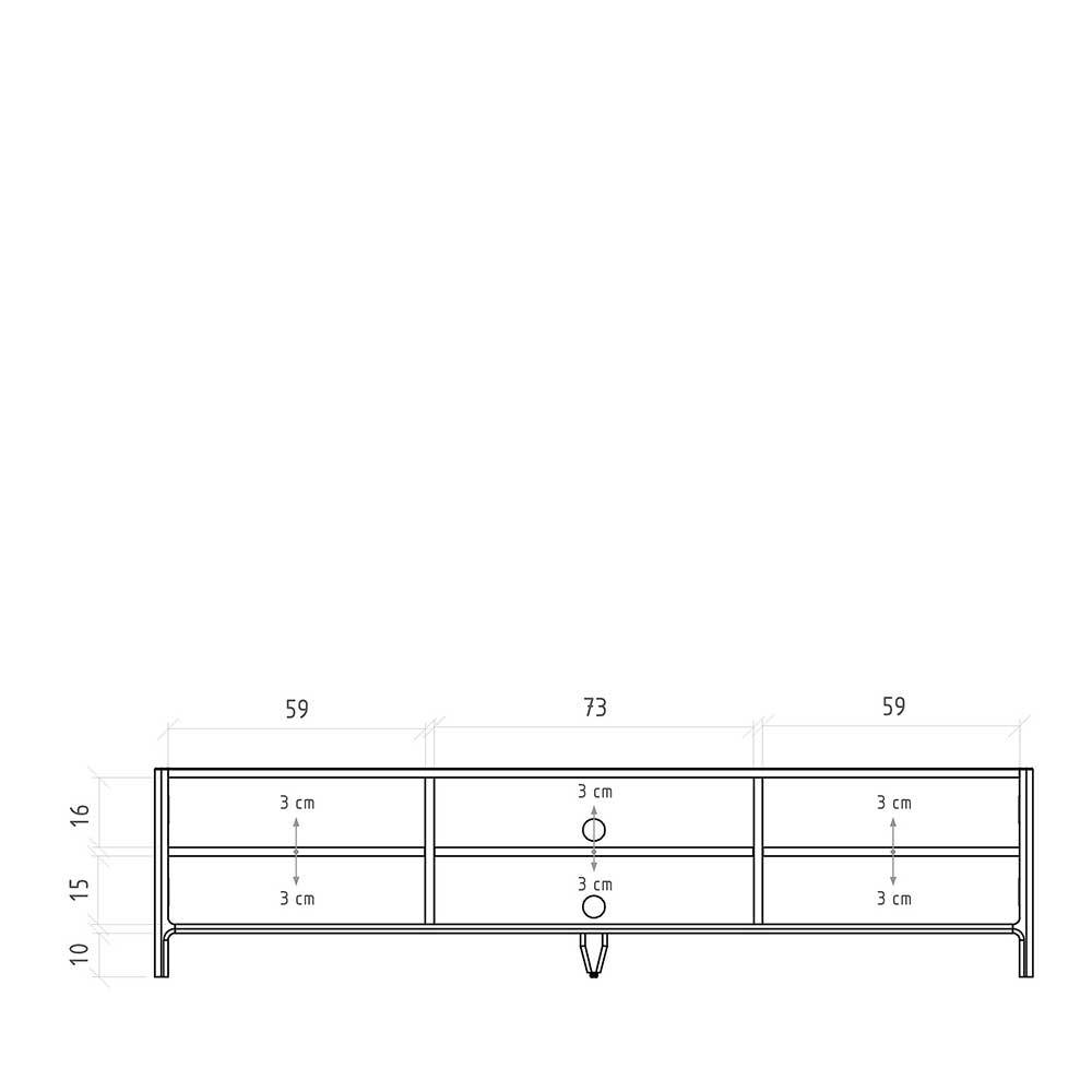 Wildeiche TV Lowboard 200 cm breit - Laida
