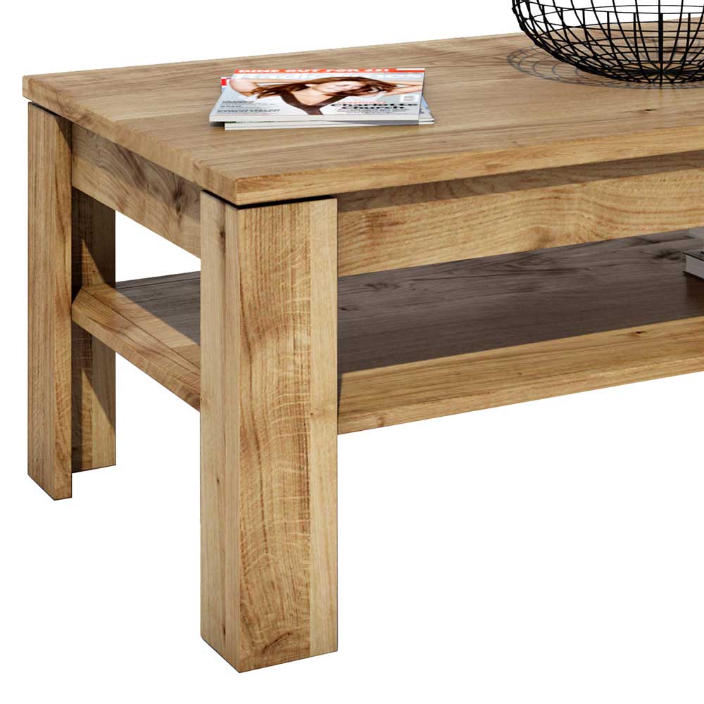 110x65 Holz Wohnzimmertisch aus Wildeiche - Maila