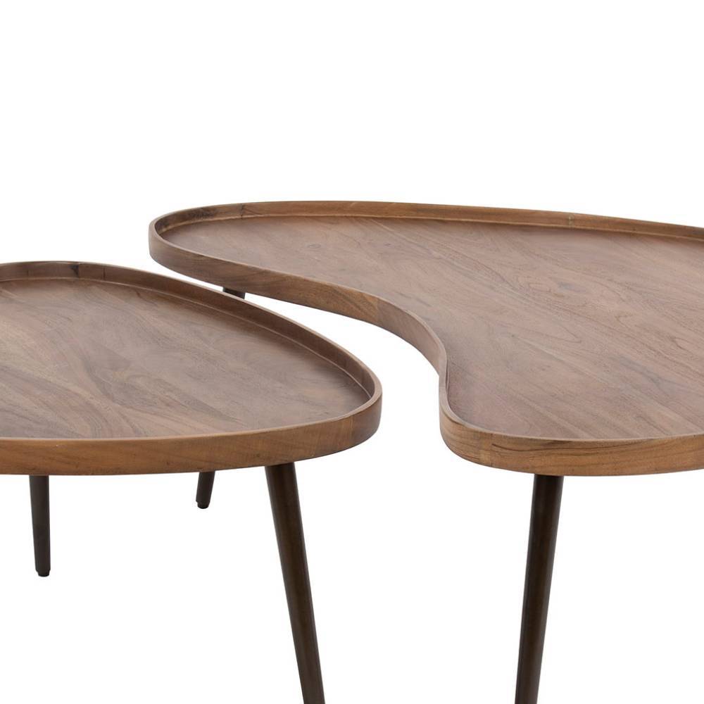 Nierenform Couchtisch Duo aus Akazie - Emila (zweiteilig)